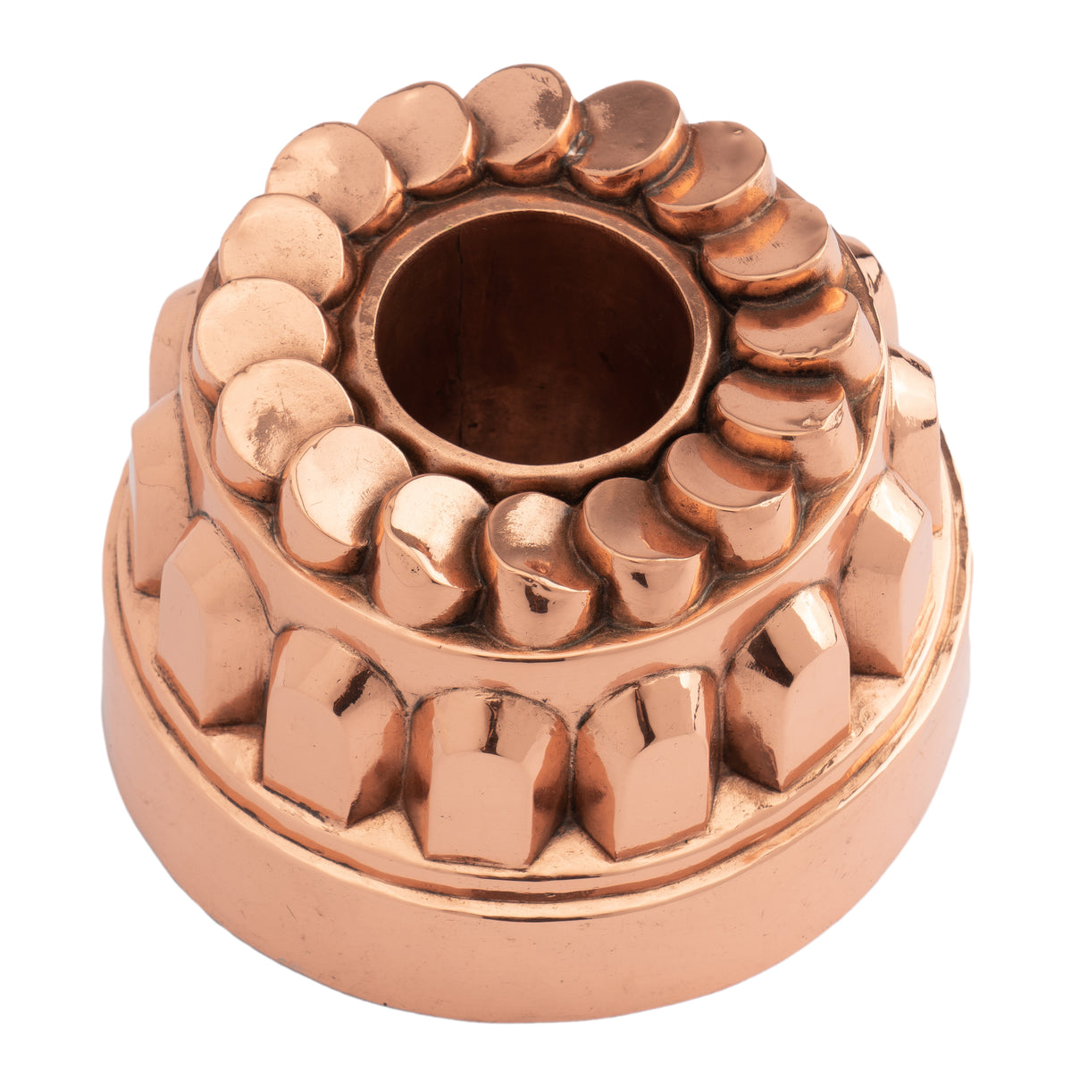 English copper “coin” bundt mold with tin lining, 1800's