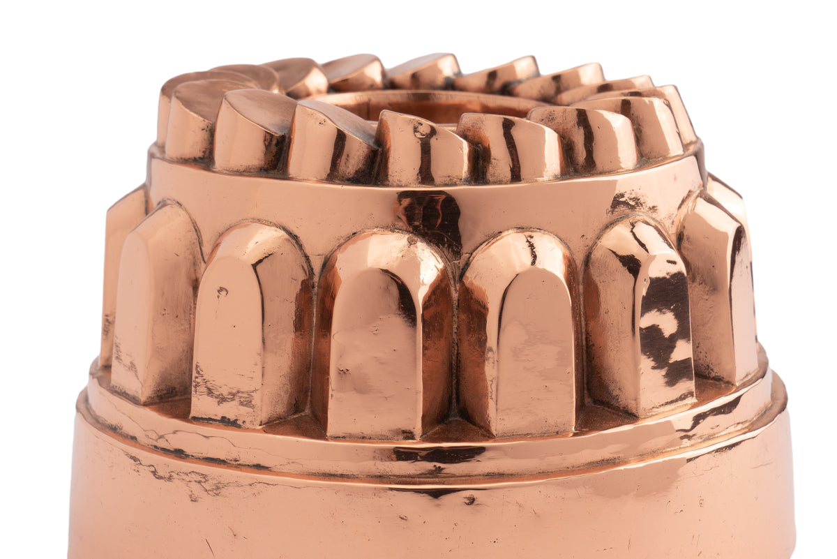 English copper “coin” bundt mold with tin lining, 1800's