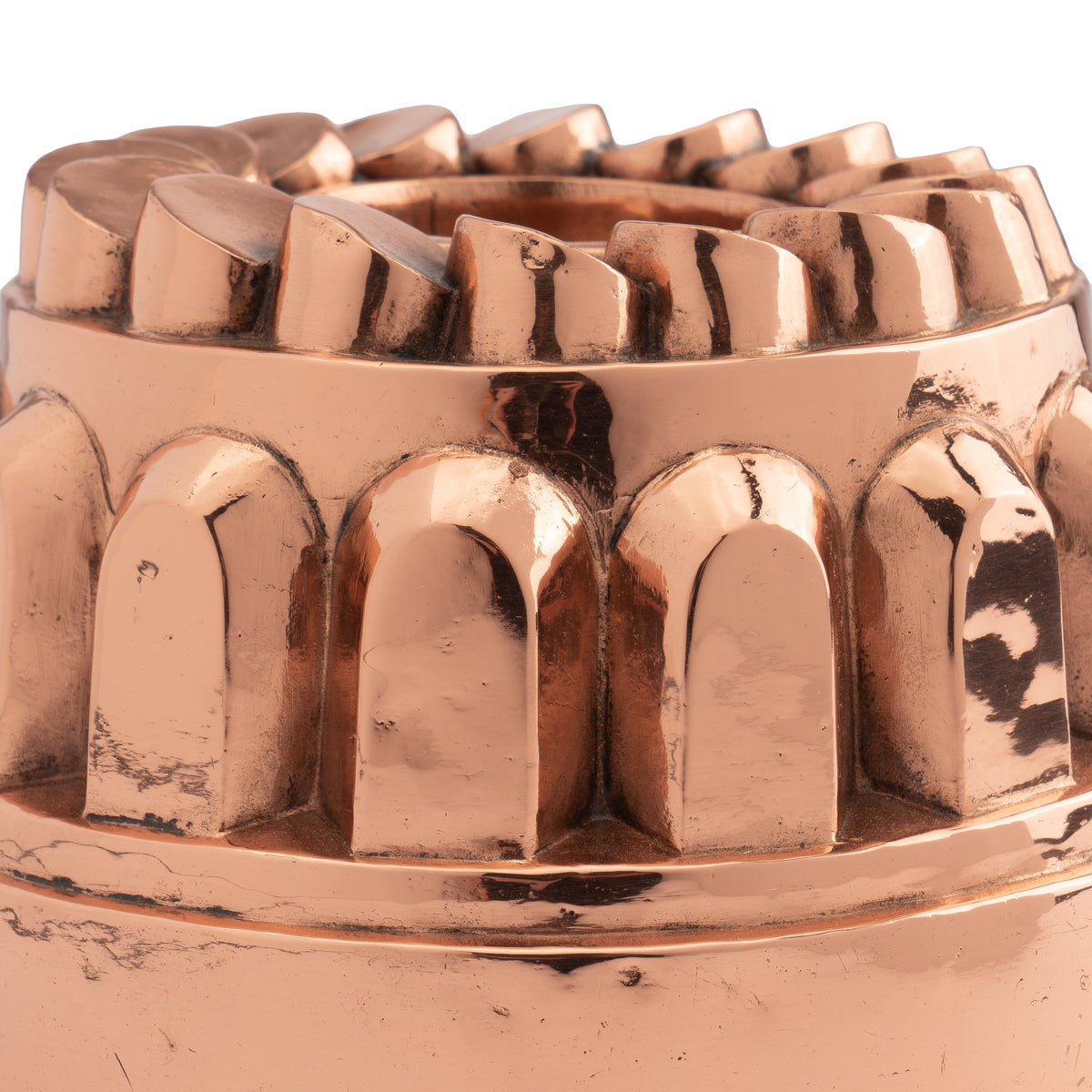 English copper “coin” bundt mold with tin lining, 1800's