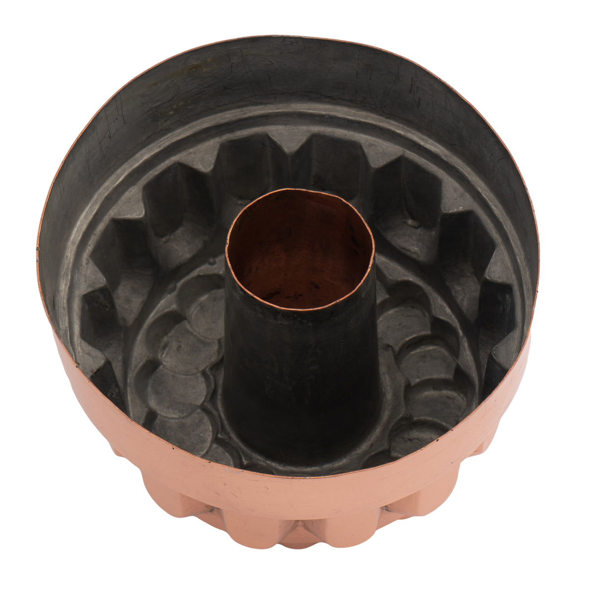 English copper “coin” bundt mold with tin lining, 1800's