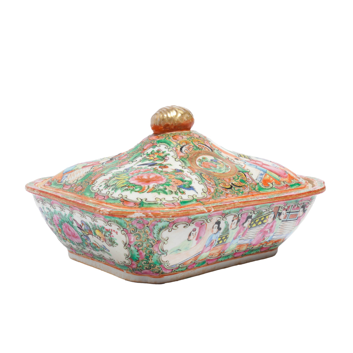 Chinese Famille Rose medallion covered serving dish, 1875-1900