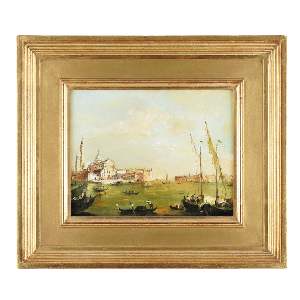 Italian oil on canvas vedutina painting of San Giorgio Maggiore, Venice, c. 1800's