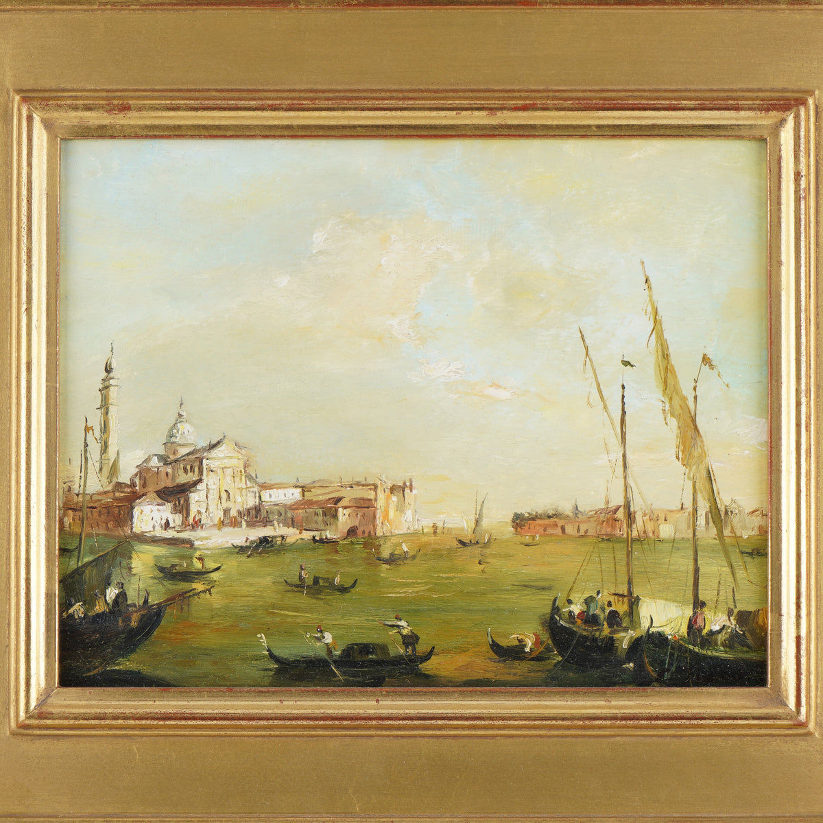 Italian oil on canvas vedutina painting of San Giorgio Maggiore, Venice, c. 1800's