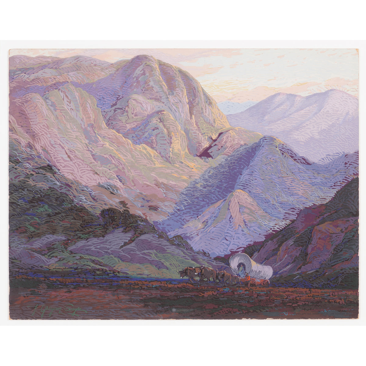 The Covered Wagon, serigraph by Fred Grayson Sayre, 1929