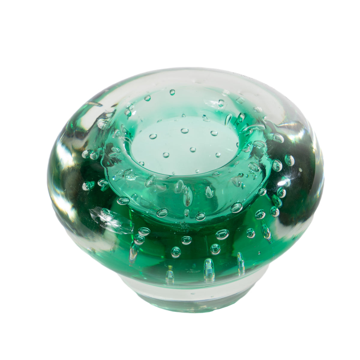 Italian Murano bullicante green cased glass bowl, 1950's