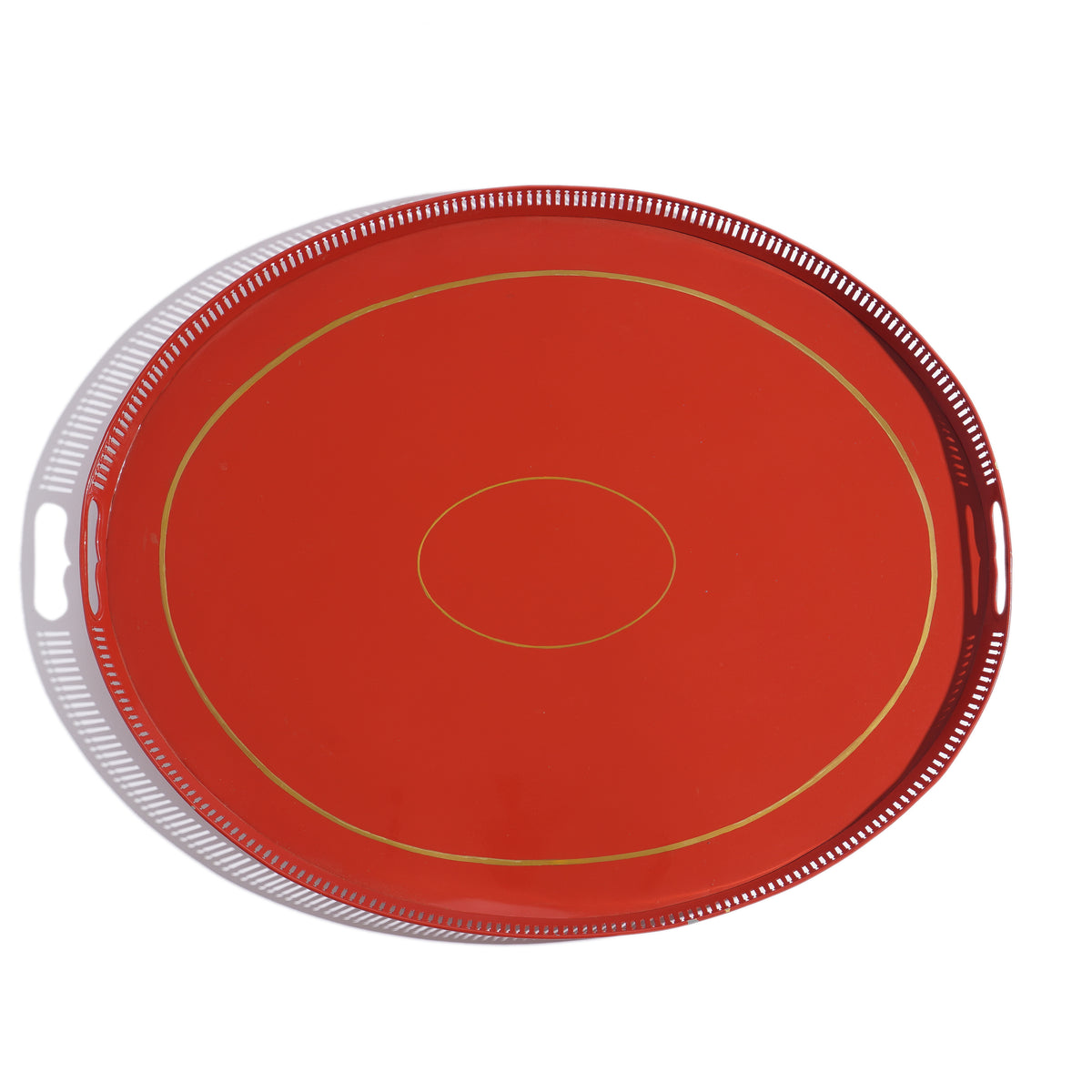Reticulated standing rim gallery tole tray, 1780-1800