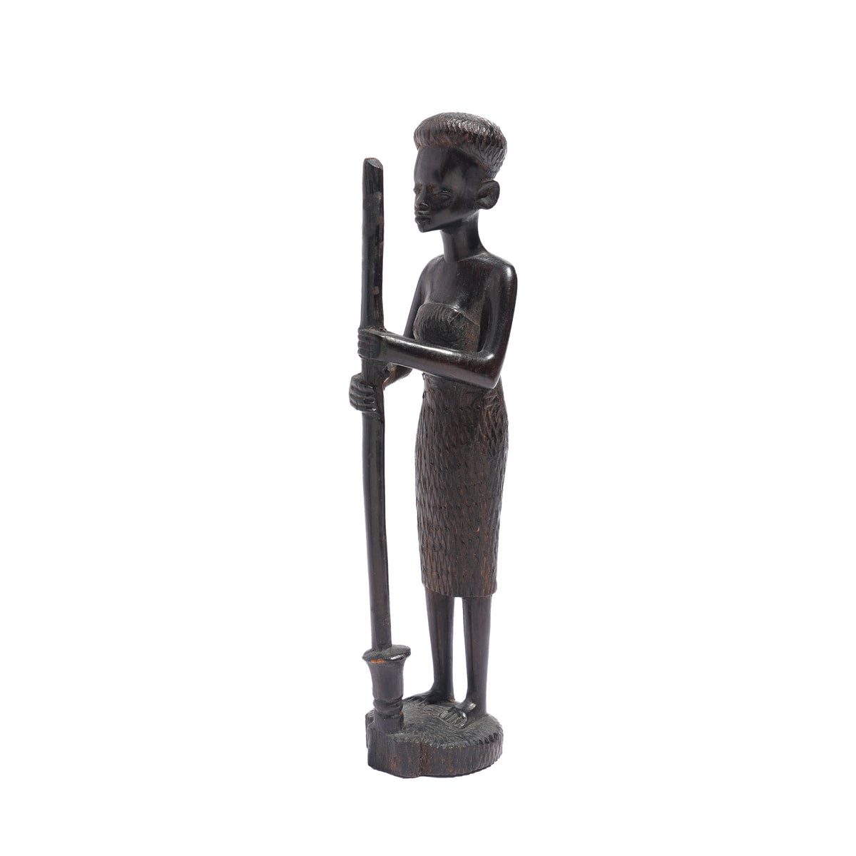 Carved Kenyan ebony village figures, set of six, 1950-70