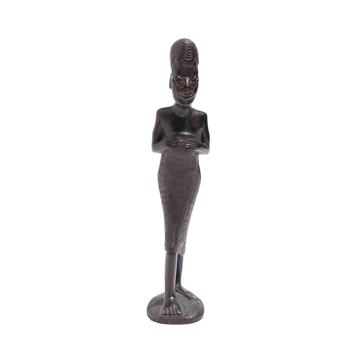 Carved Kenyan ebony village figures, set of six, 1950-70