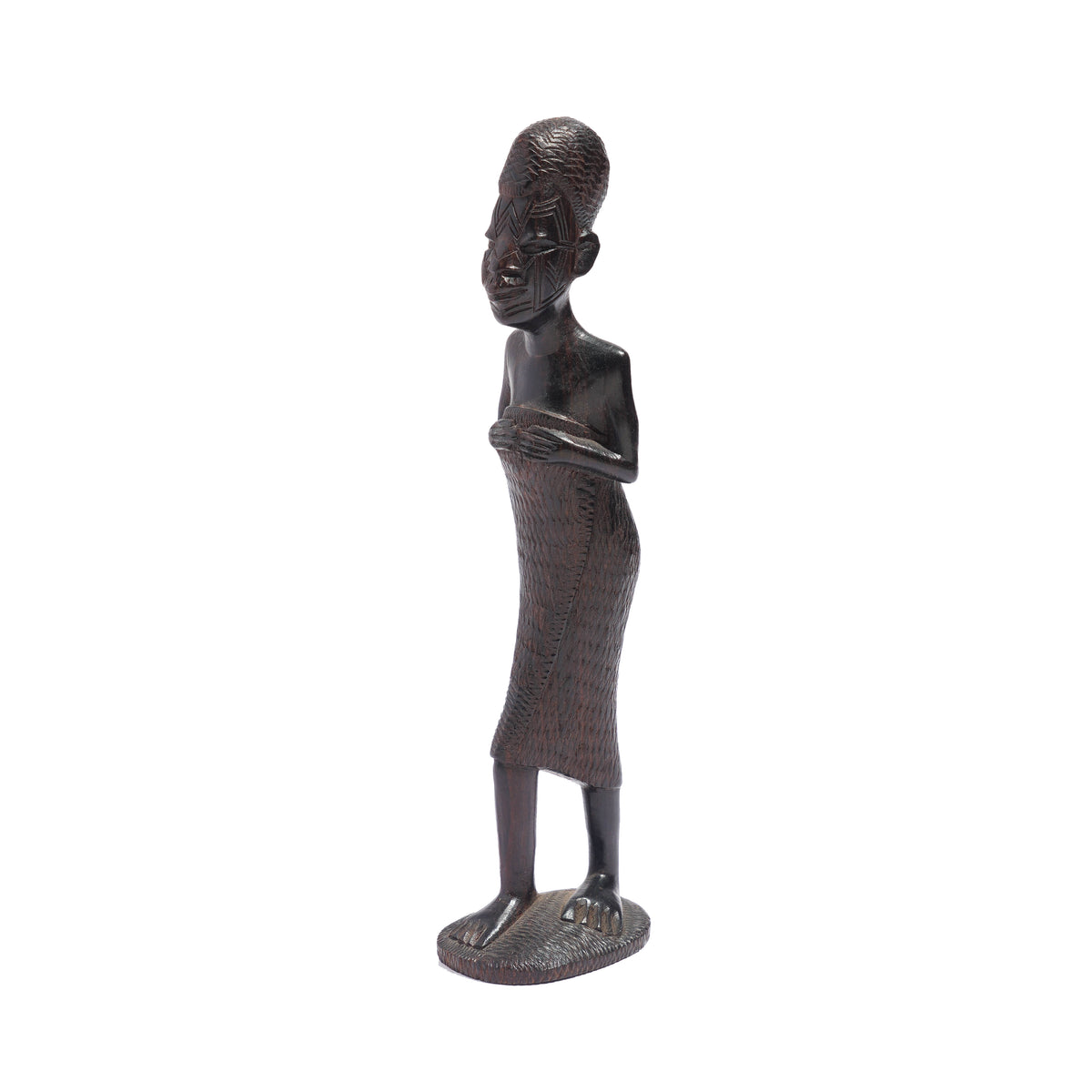 Carved Kenyan ebony village figures, set of six, 1950-70