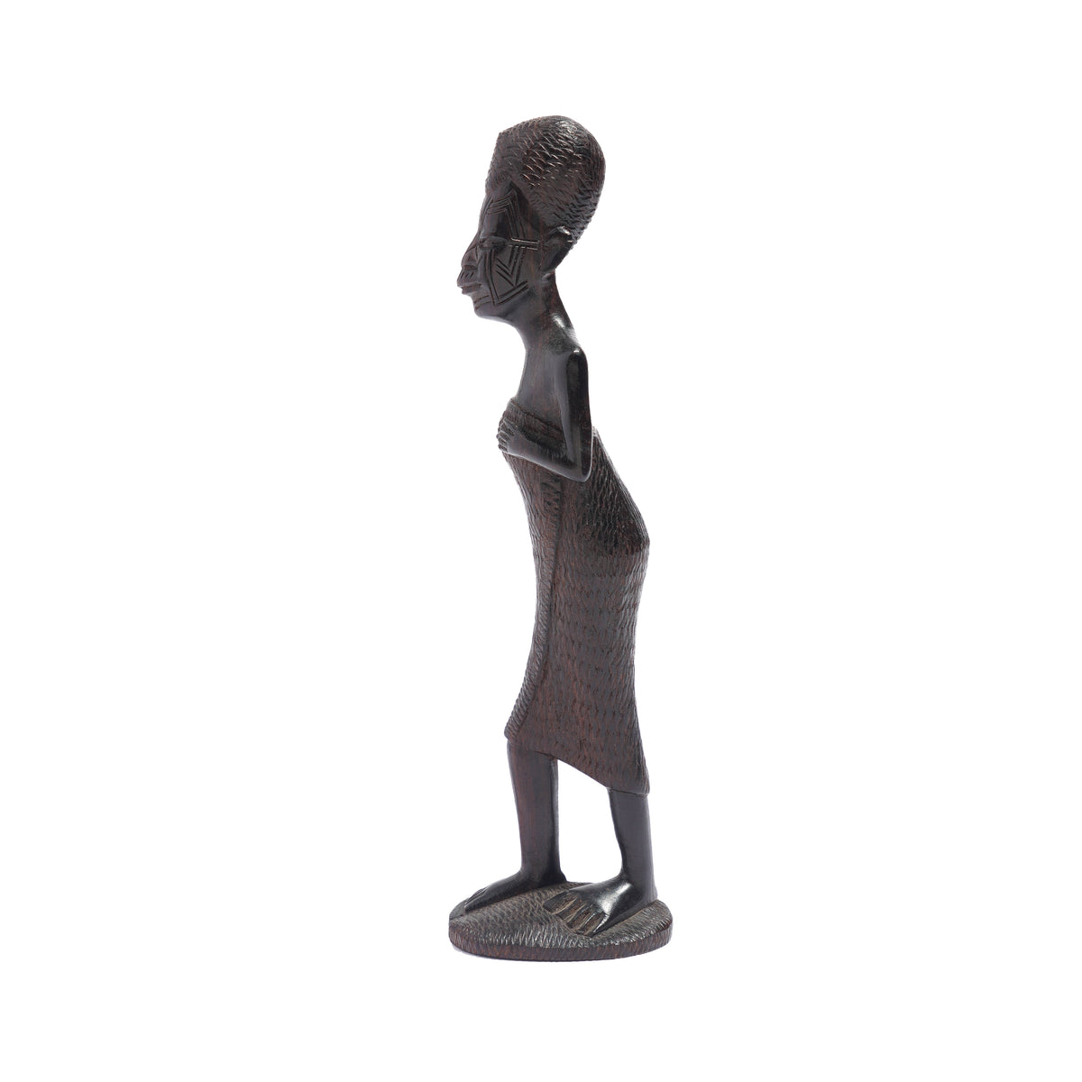 Carved Kenyan ebony village figures, set of six, 1950-70