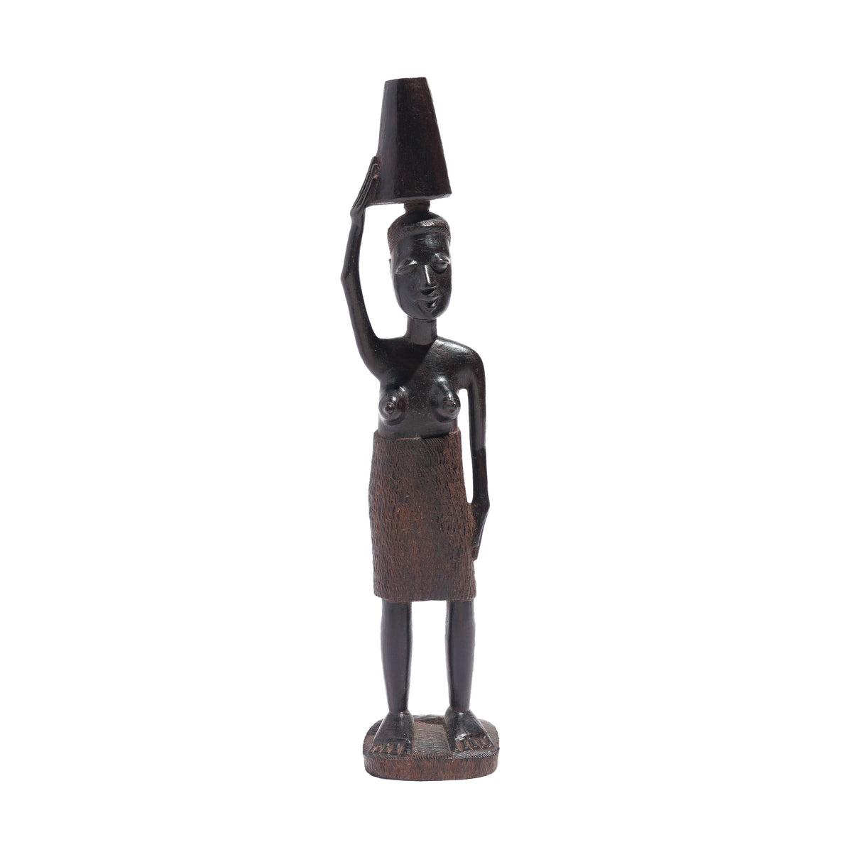 Carved Kenyan ebony village figures, set of six, 1950-70