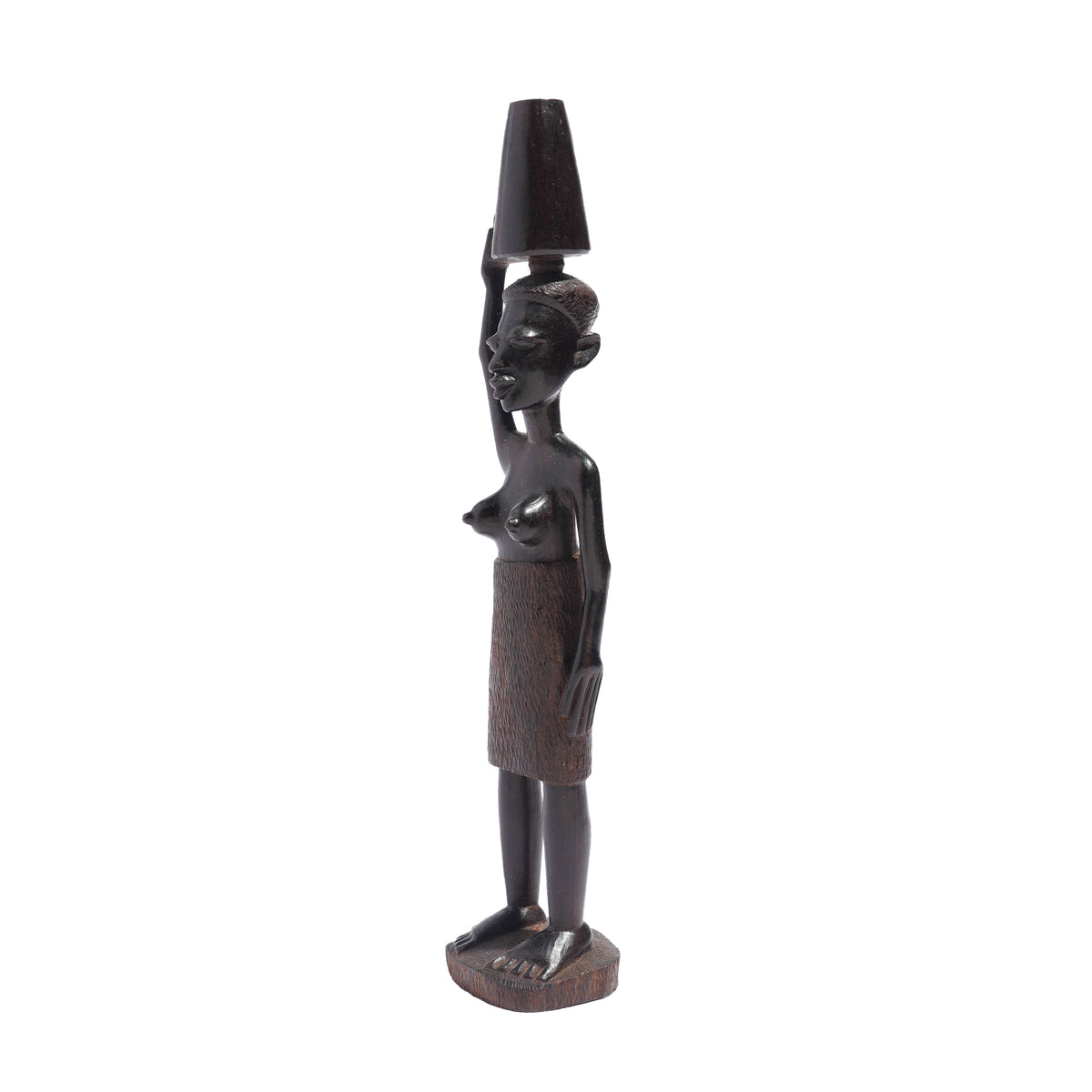 Carved Kenyan ebony village figures, set of six, 1950-70