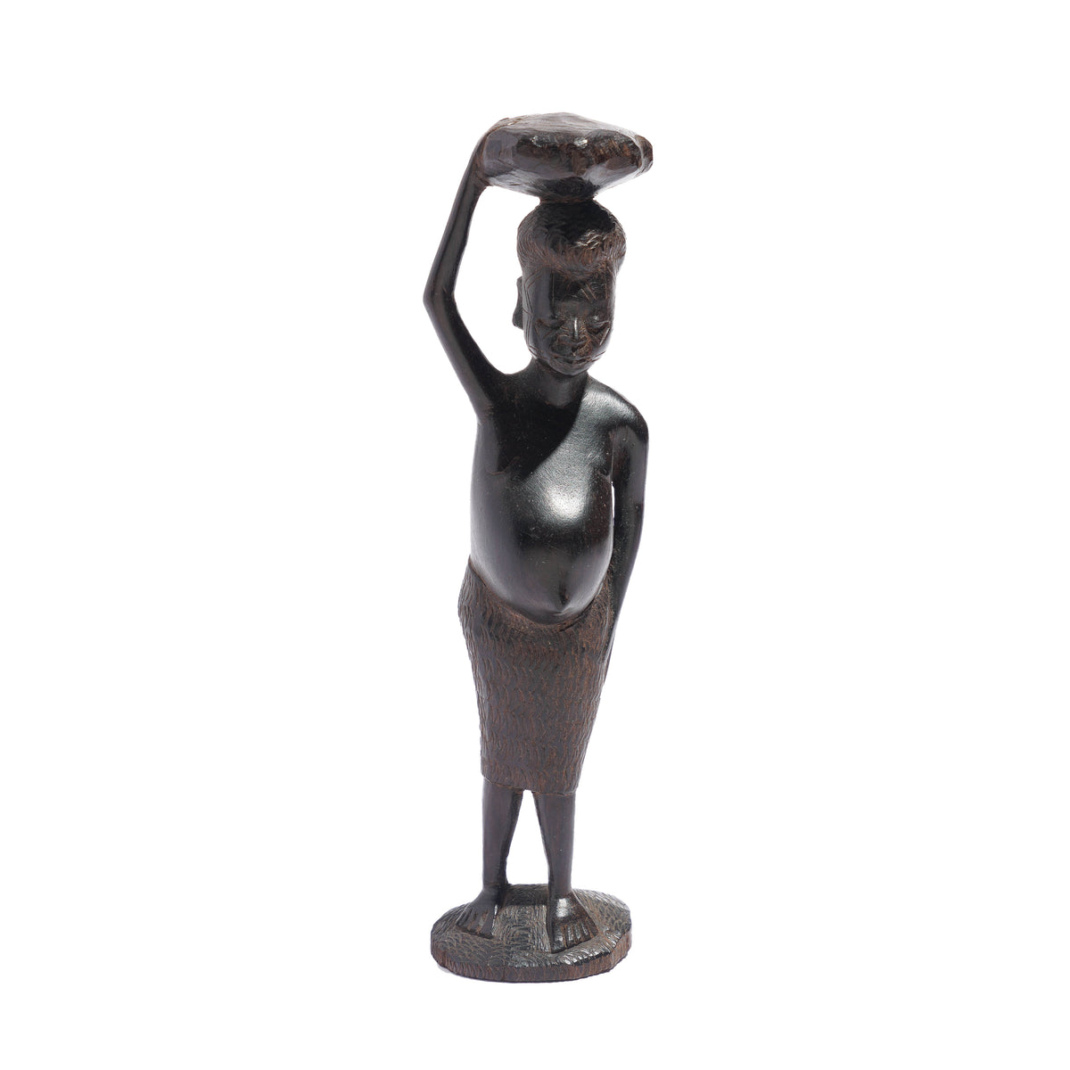 Carved Kenyan ebony village figures, set of six, 1950-70