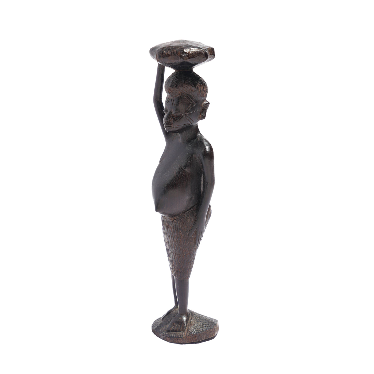 Carved Kenyan ebony village figures, set of six, 1950-70
