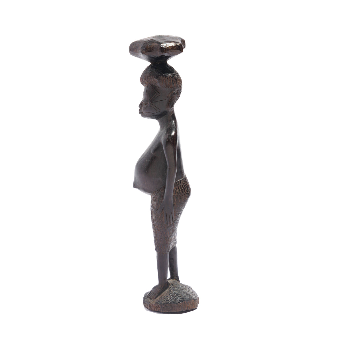 Carved Kenyan ebony village figures, set of six, 1950-70