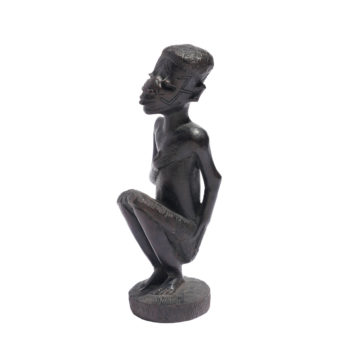 Carved Kenyan ebony village figures, set of six, 1950-70