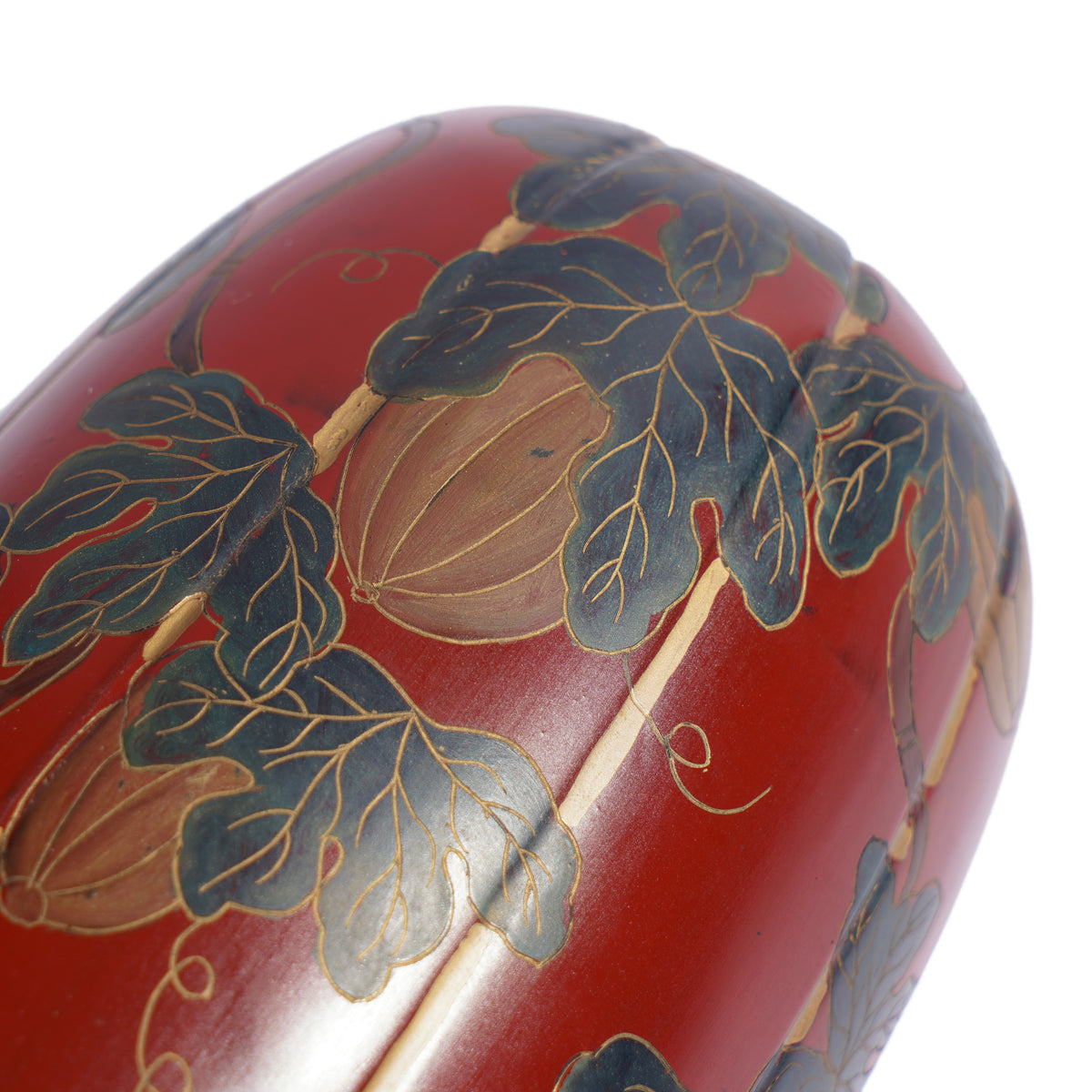 Japanese gourd form Maki-e red lacquered box, 1900-50