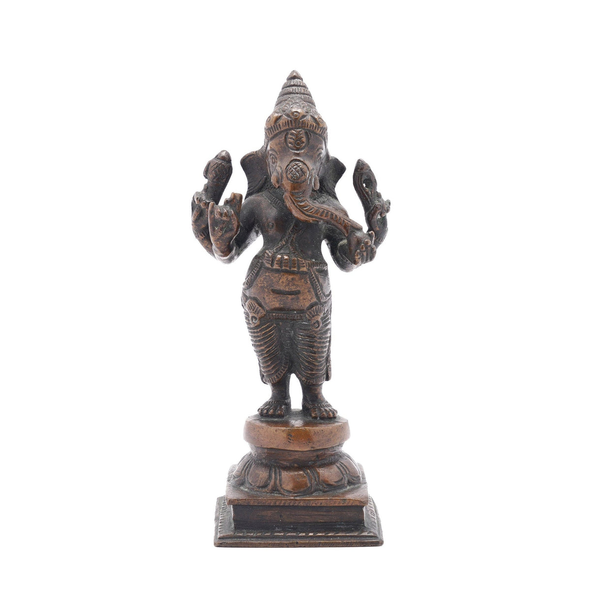 South Indian bronze standing Ganesha figure, c. 1800's