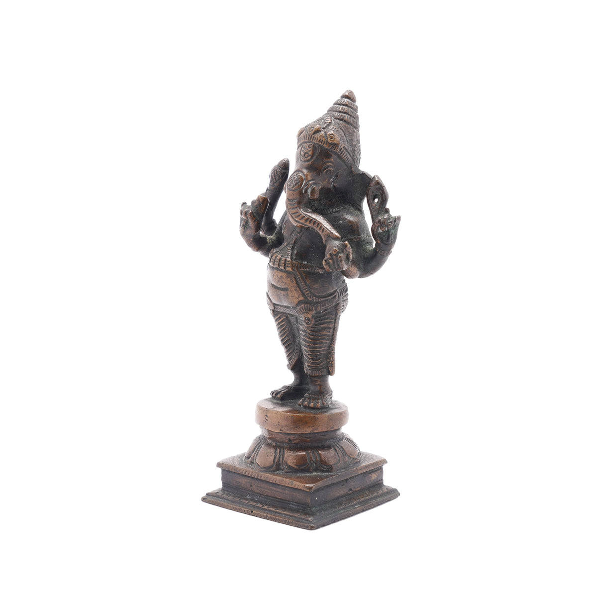 South Indian bronze standing Ganesha figure, c. 1800's