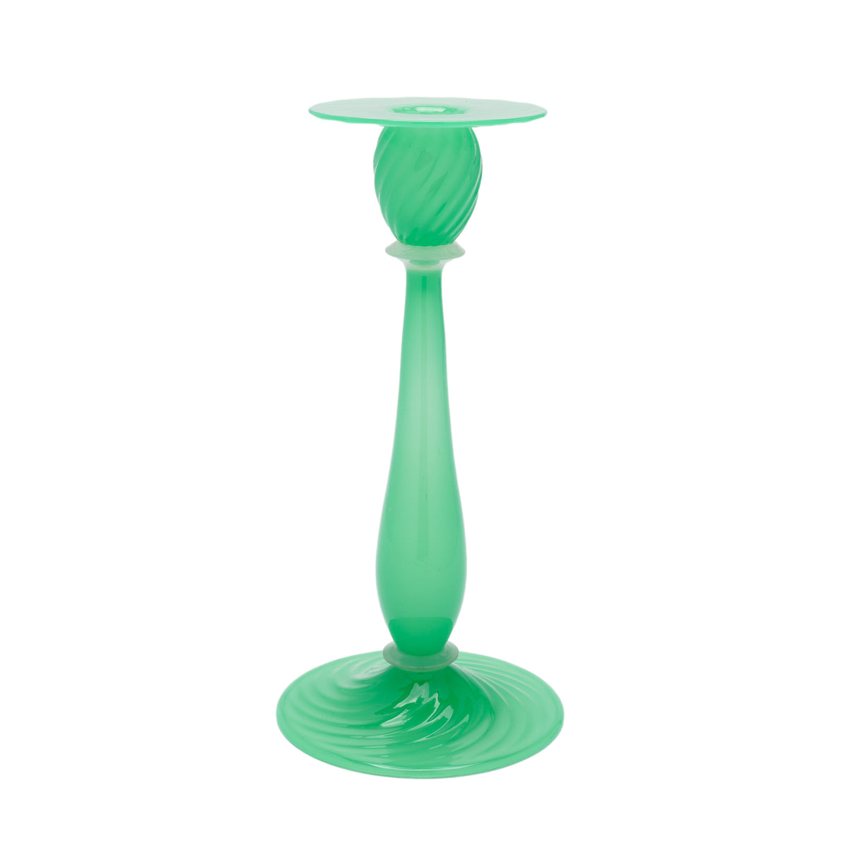 Frederick Carder-era Steuben jade and alabaster glass candlestick, 1920-1933