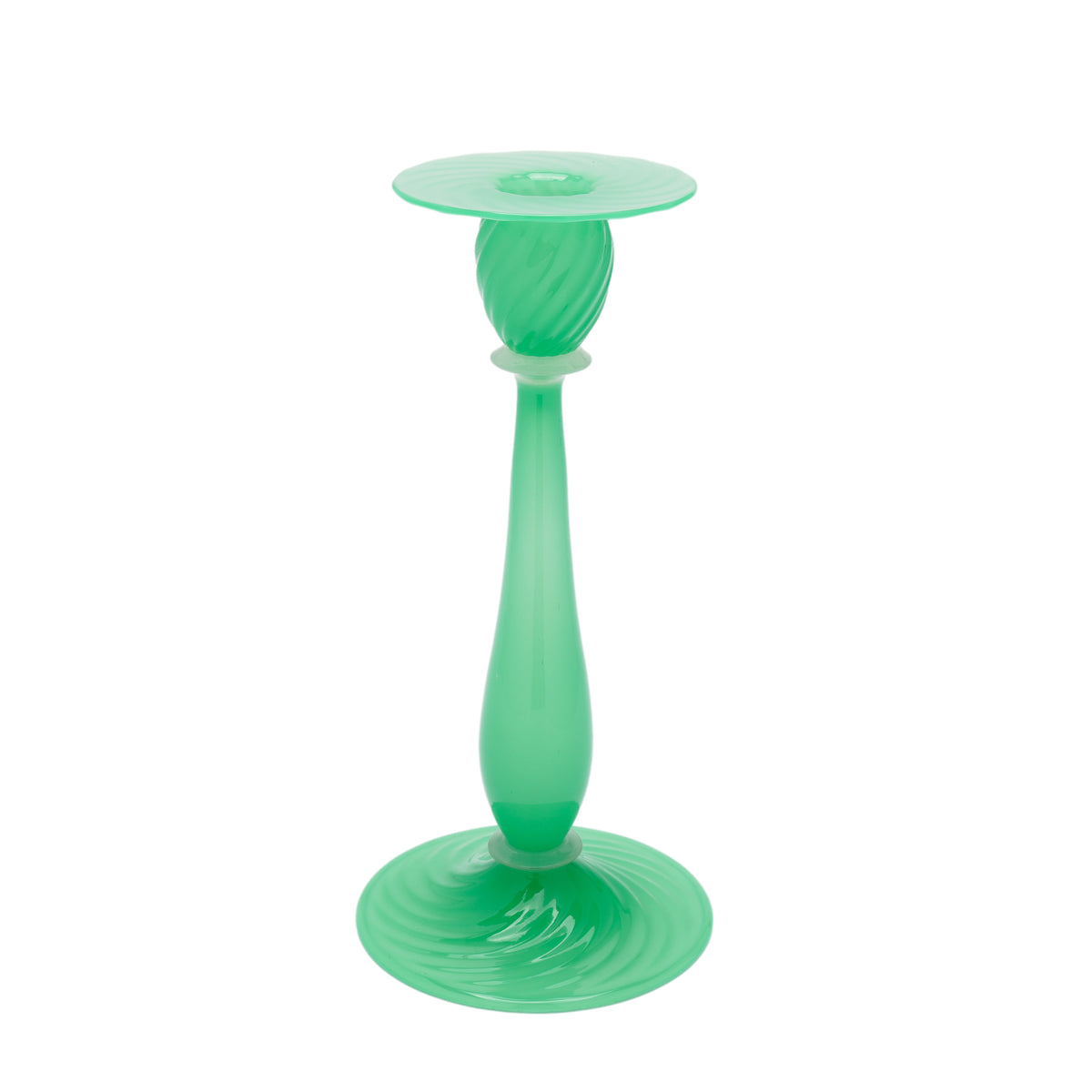 Frederick Carder-era Steuben jade and alabaster glass candlestick, 1920-1933