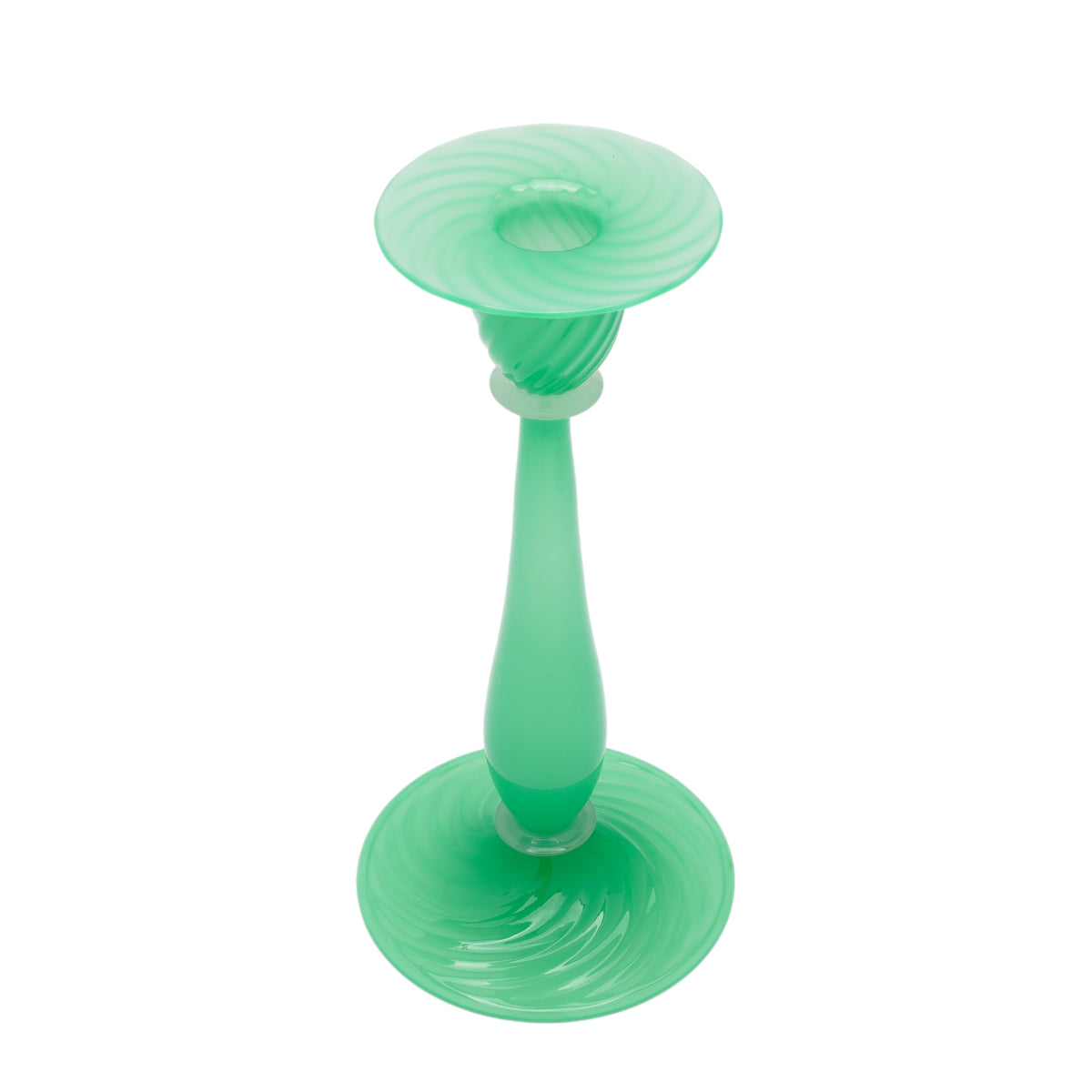 Frederick Carder-era Steuben jade and alabaster glass candlestick, 1920-1933