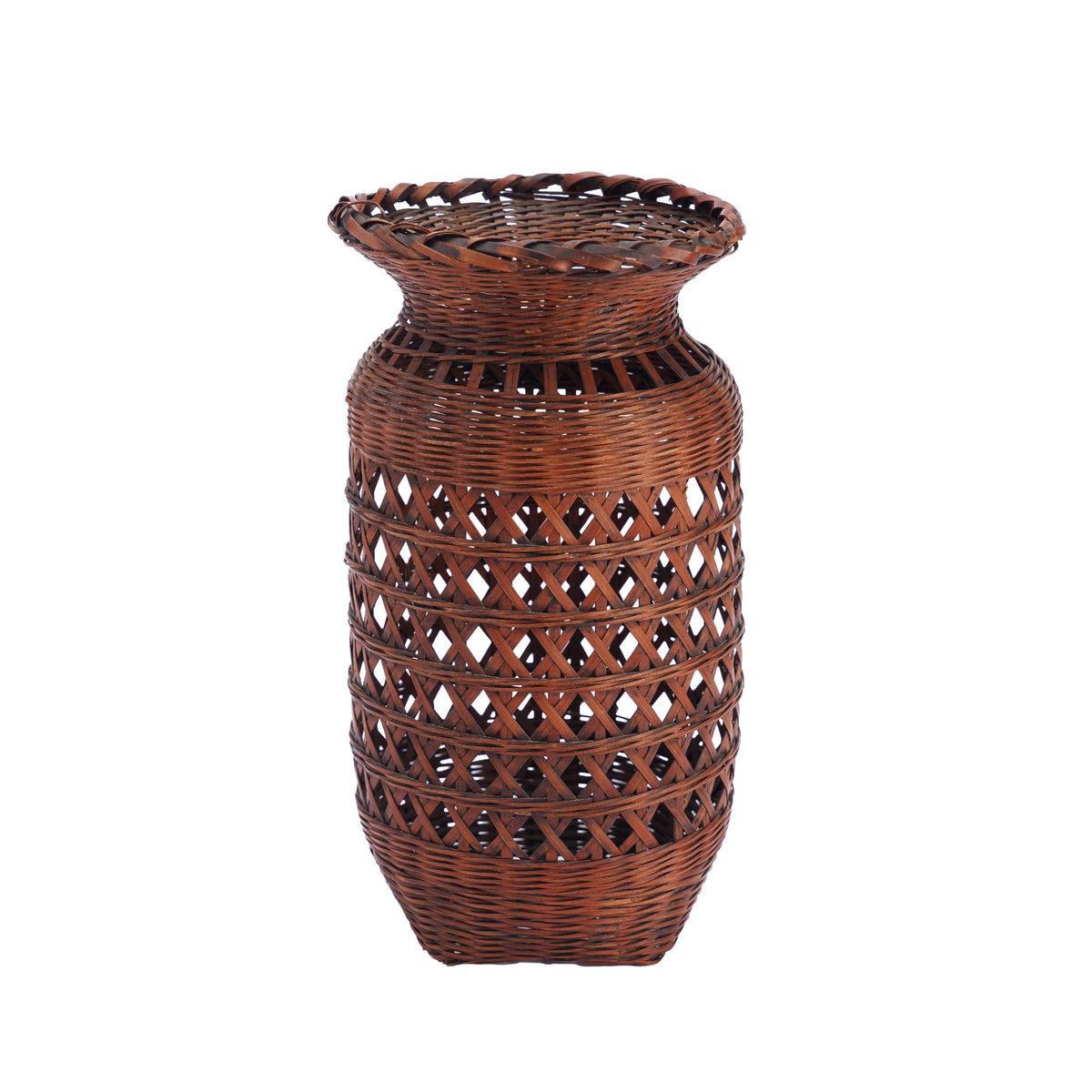 Japanese Ikebana Hanaire form split bamboo basket, 1900-30