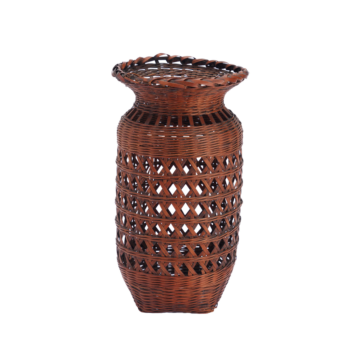 Japanese Ikebana Hanaire form split bamboo basket, 1900-30