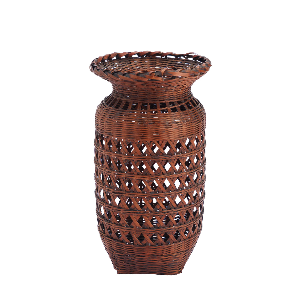 Japanese Ikebana Hanaire form split bamboo basket, 1900-30