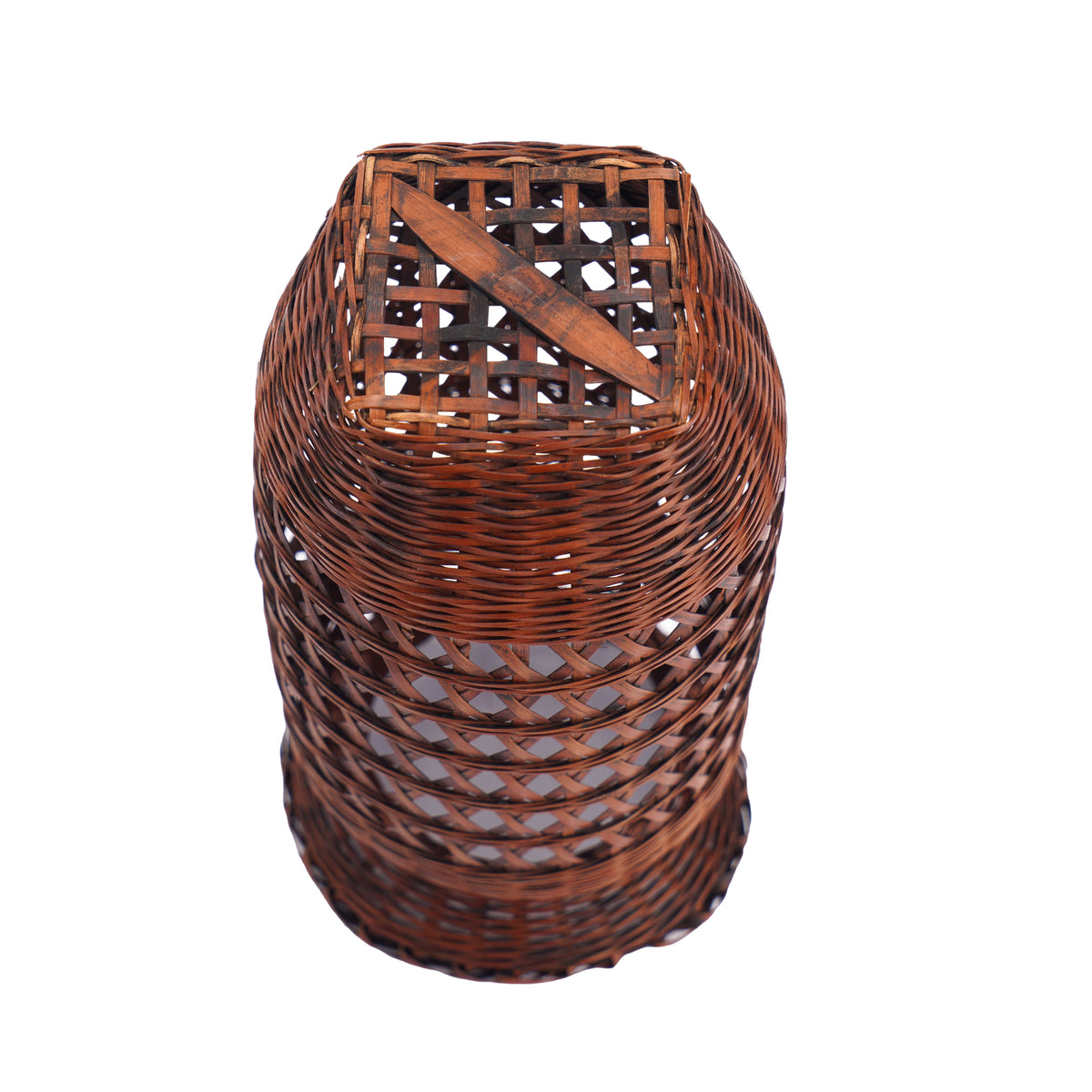 Japanese Ikebana Hanaire form split bamboo basket, 1900-30