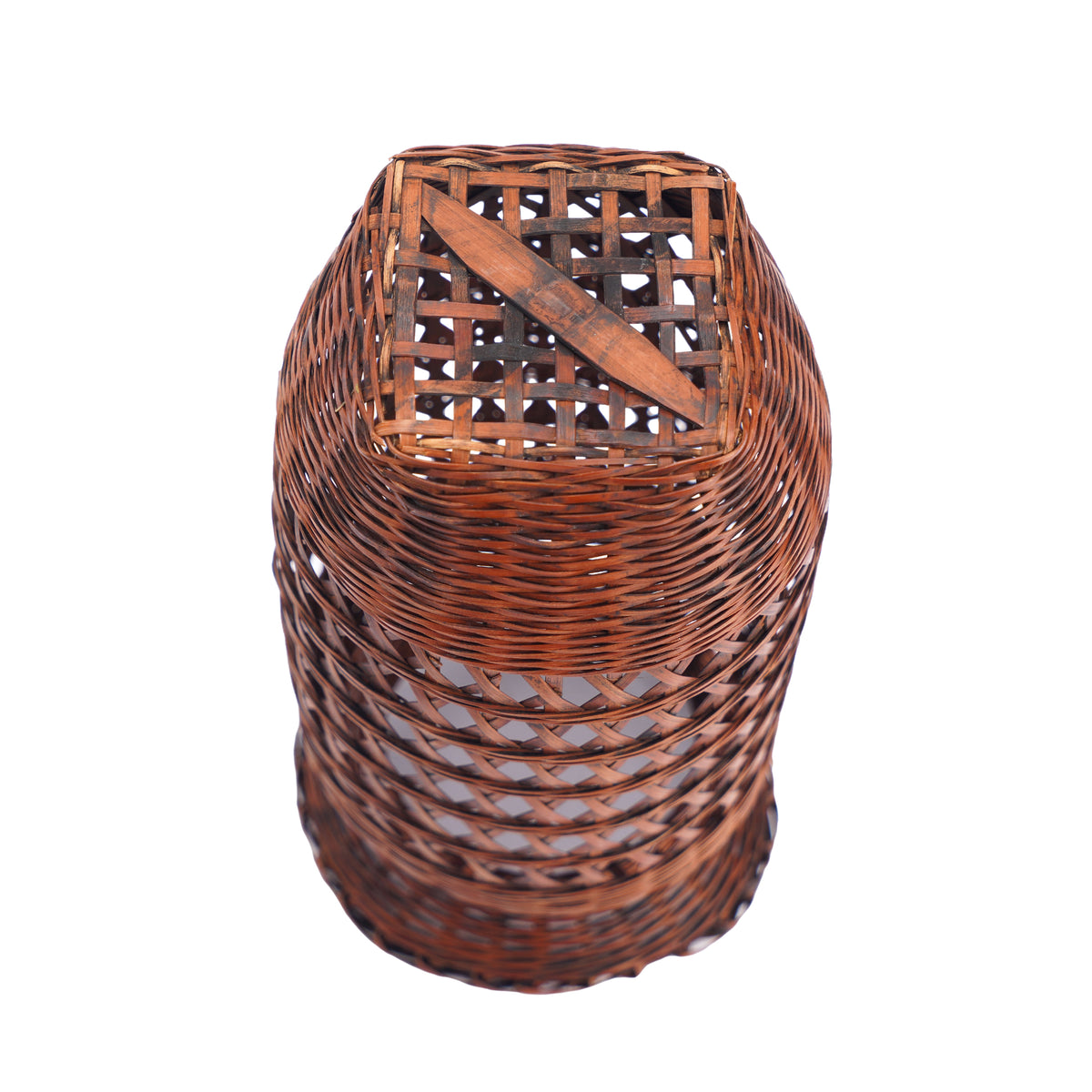 Japanese Ikebana Hanaire form split bamboo basket, 1900-30
