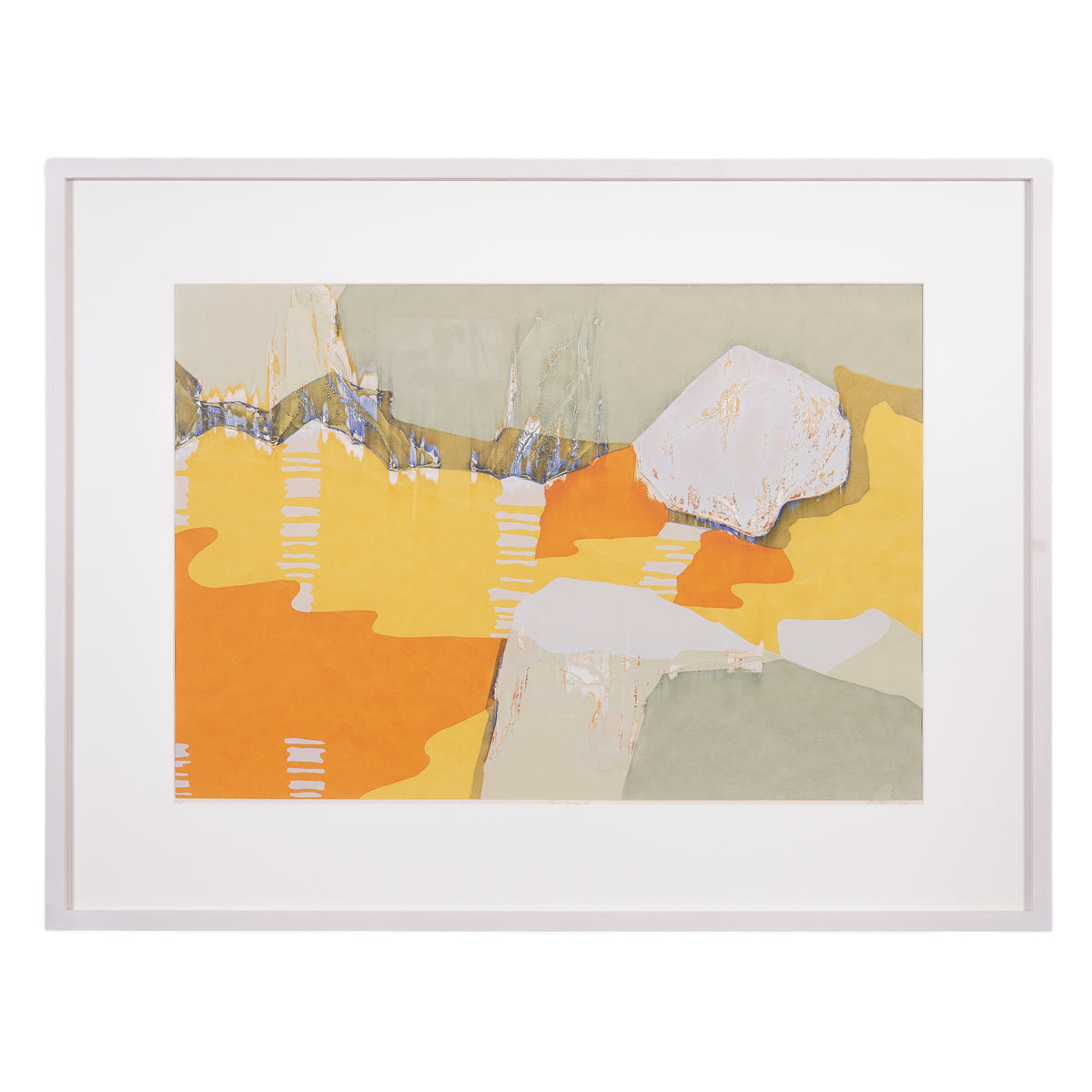 Abstract Monotype titled Pond Rocks II by Barbara Romney, 1975