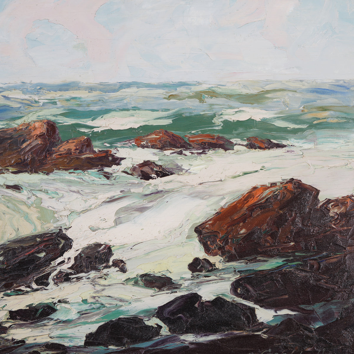Leonid Gechtoff "Romance of the Sea" American oil on academy board, 1937