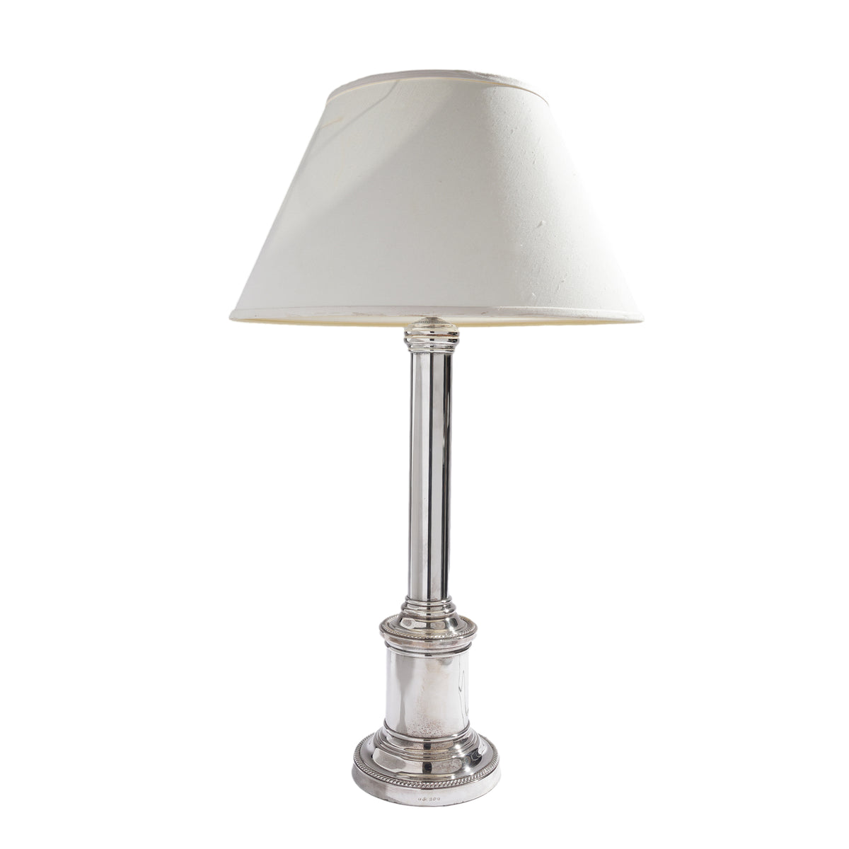 English Victorian Doric column silver-plated table lamp, c. 1850-60
