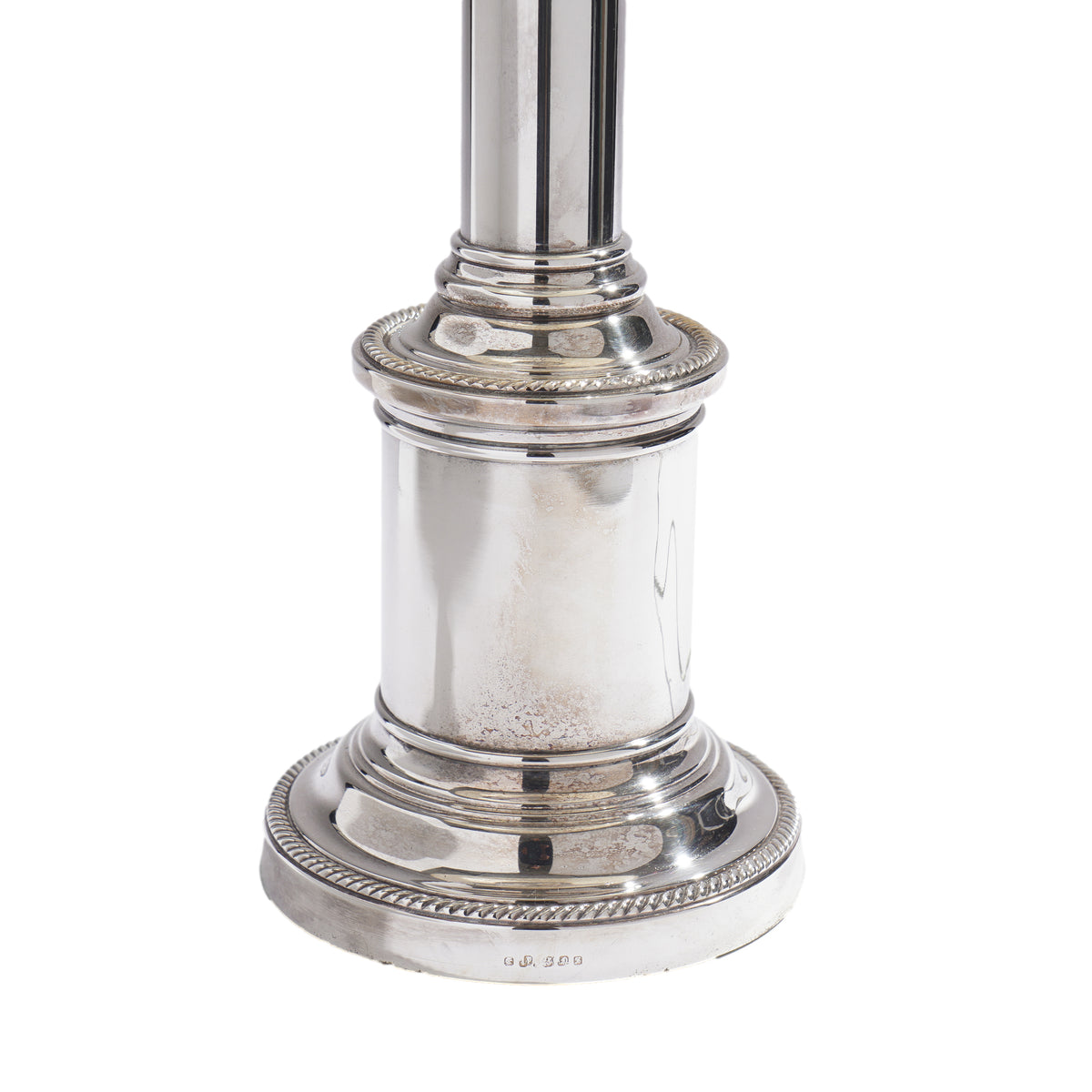 English Victorian Doric column silver-plated table lamp, c. 1850-60