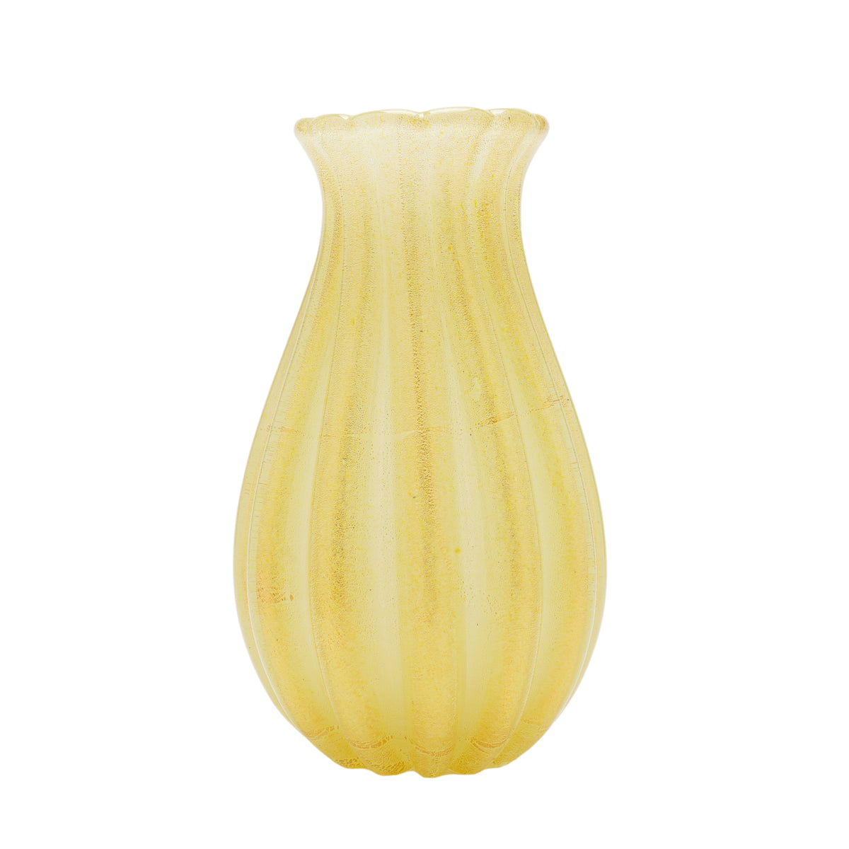 Archimede Seguso attributed Murano gold-infused ribbed blown glass vase, 1950's