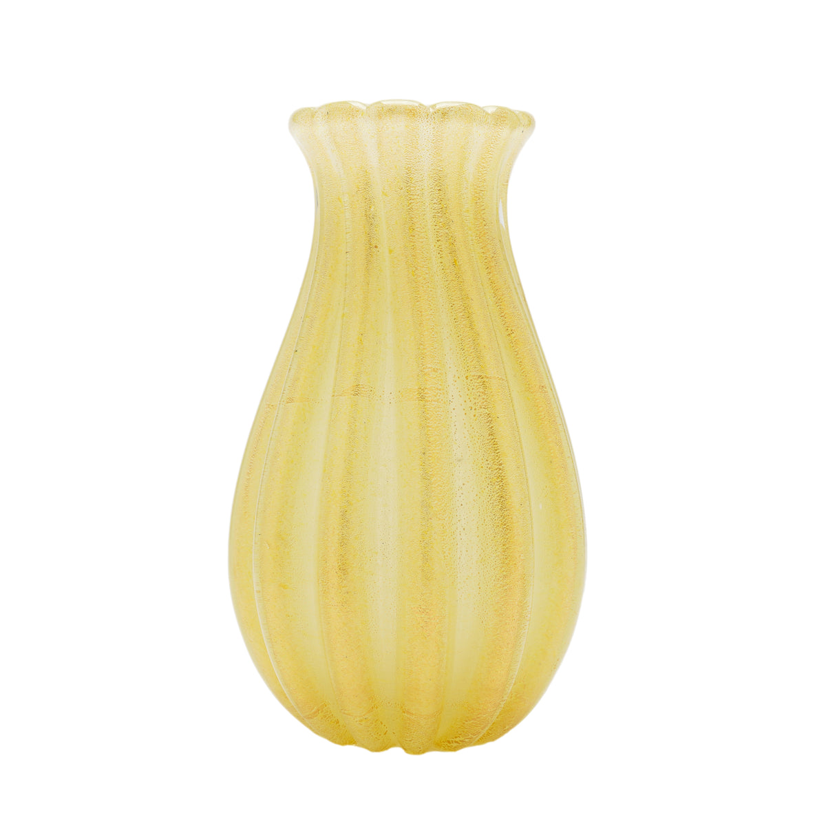Archimede Seguso attributed Murano gold-infused ribbed blown glass vase, 1950's