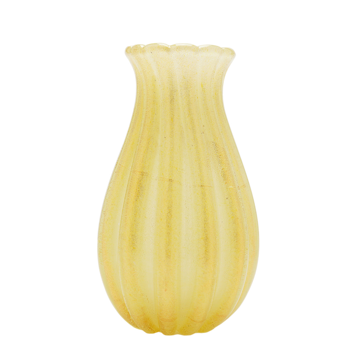 Archimede Seguso attributed Murano gold-infused ribbed blown glass vase, 1950's