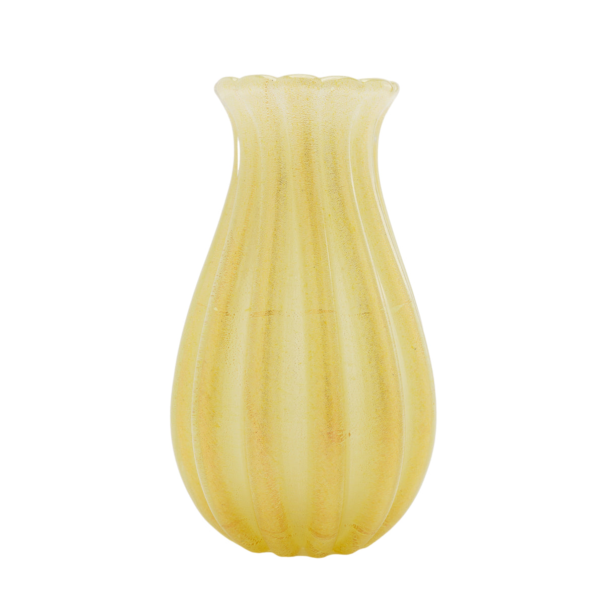 Archimede Seguso attributed Murano gold-infused ribbed blown glass vase, 1950's