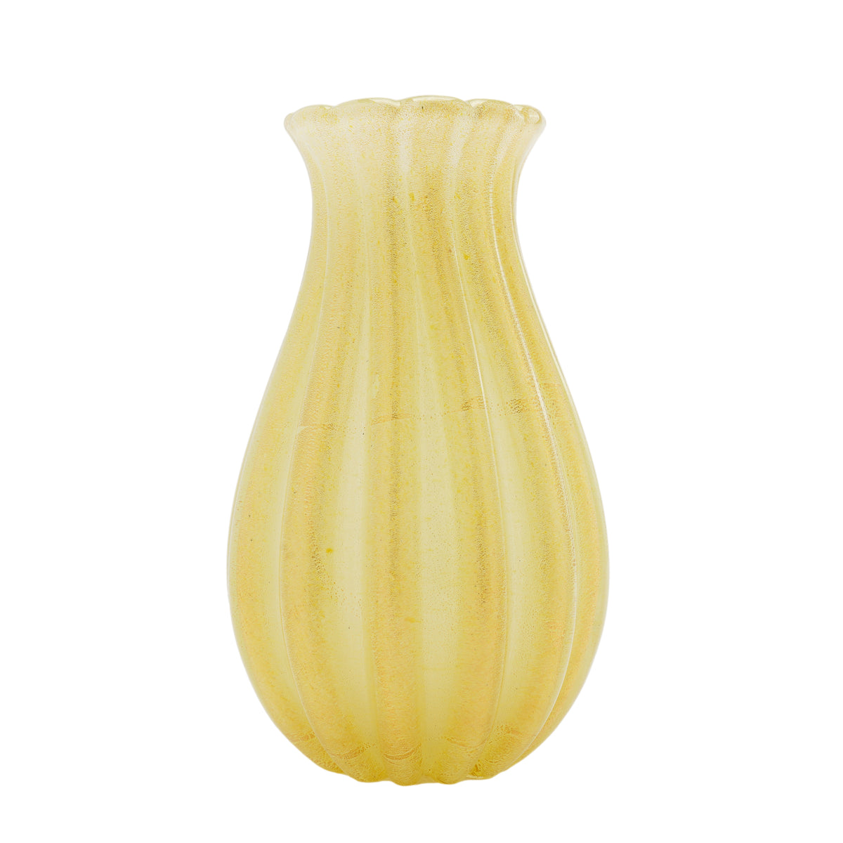 Archimede Seguso attributed Murano gold-infused ribbed blown glass vase, 1950's