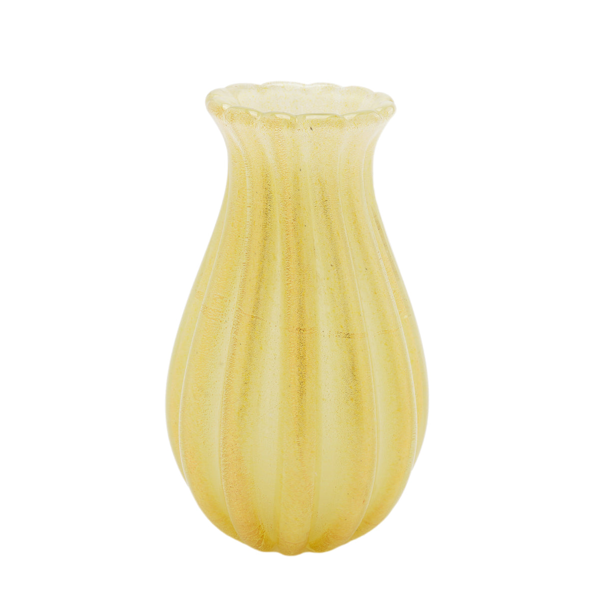 Archimede Seguso attributed Murano gold-infused ribbed blown glass vase, 1950's