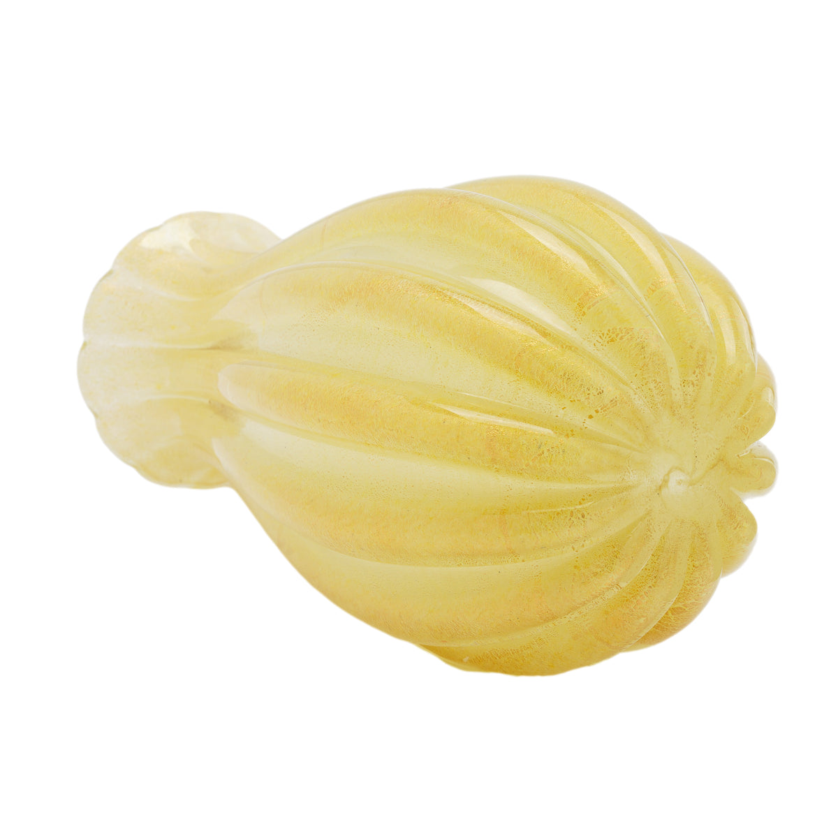 Archimede Seguso attributed Murano gold-infused ribbed blown glass vase, 1950's