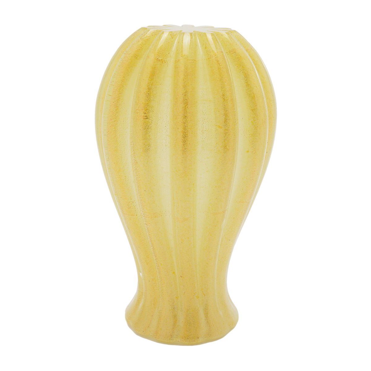 Archimede Seguso attributed Murano gold-infused ribbed blown glass vase, 1950's
