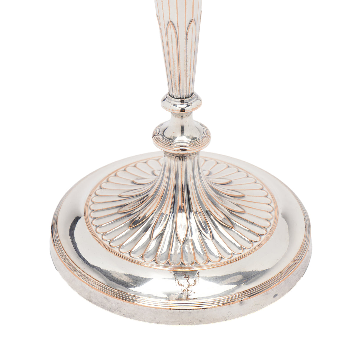 Pair of George III Old Sheffield Plate three-light candelabra, circa 1780-90