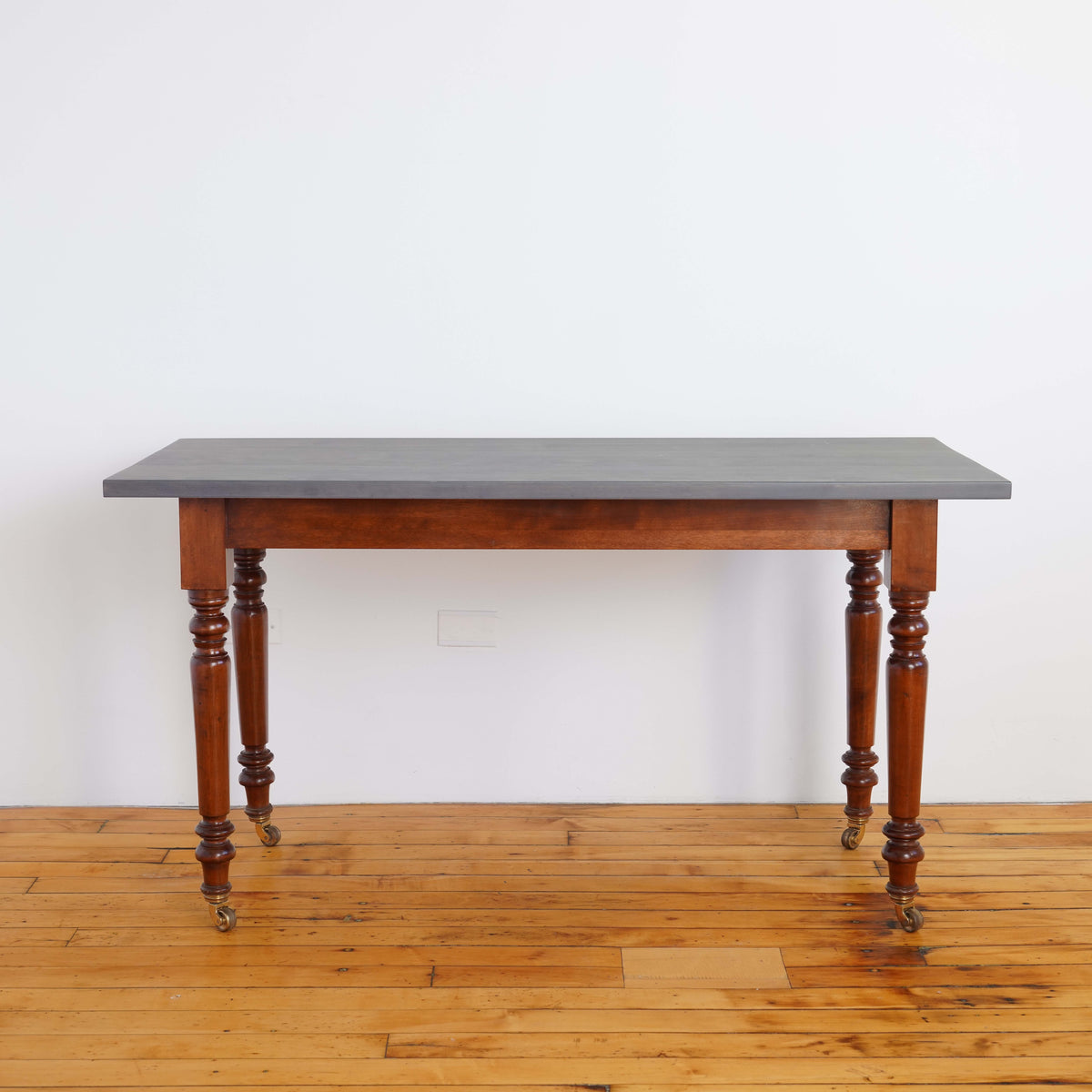 American birch and cherry work table on castors, c. 1840