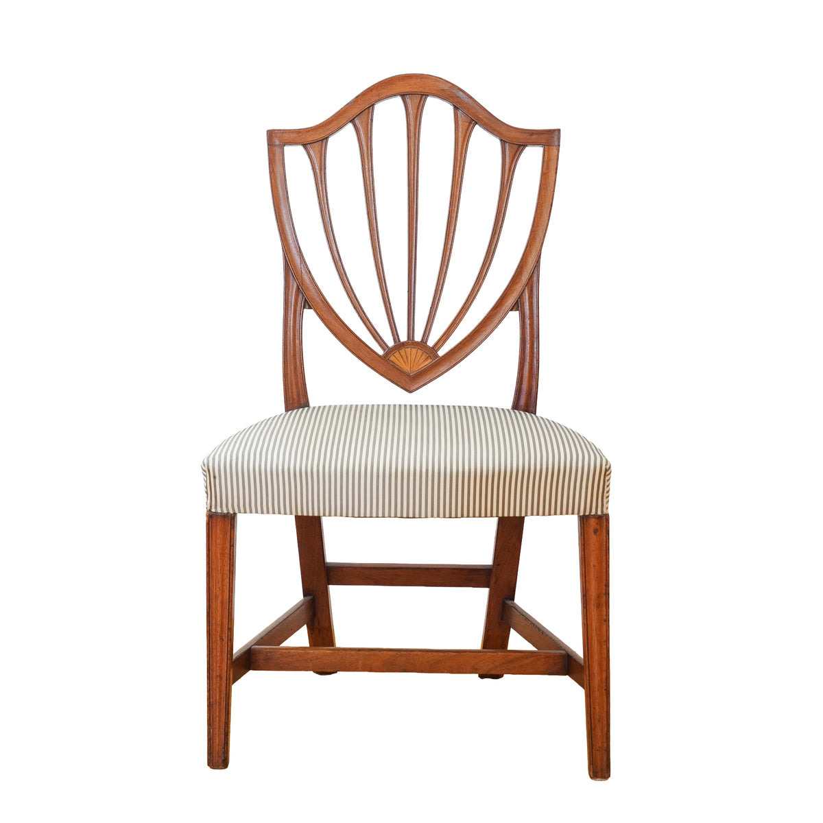 American Federal mahogany shield back side chair, c. 1790-1810